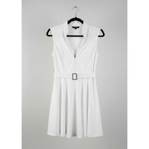 HALARA Golf Tennis Dress Womens Medium White Adjustable Belt Quarter Zip NWT